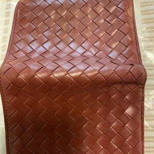Bottega Veneta Red Woven Leather wallet.